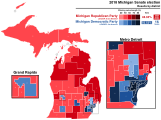 Results shaded by the percentage of the party vote in each district
