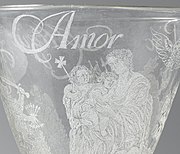 Dutch glass with diamond-point engraving, 1697
