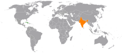 Map indicating locations of Cuba and India