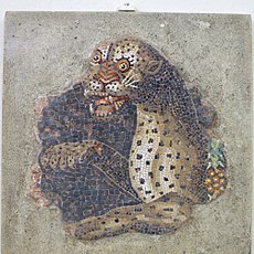 Mosaik macan tutul dari Rumah Topeng, diperkirakan berasal dari sekitar tahun 100 SM