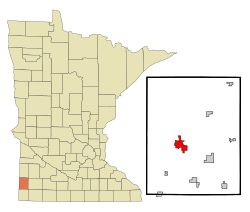 Location of the city of Pipestone within Pipestone County, Minnesota
