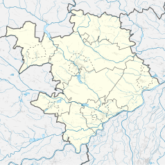 Mapa konturowa powiatu staszowskiego, w centrum znajduje się punkt z opisem „Poręby”