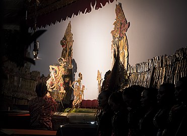 Wayang kulit (leather shadow puppet) performance.