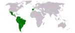 Localização dos países-membros da Conferência Ibero-americana.