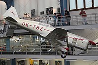 Zlín XIII aircraft on display at the National Technical Museum in Prague