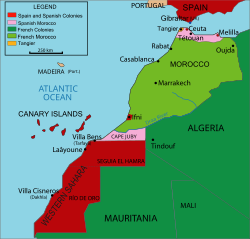 Ranskan Marokko (vaaleanvihreällä) vuonna 1912.