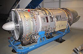 The widely produced Pratt & Whitney JT8D used on many early narrowbody jetliners. The fan is located behind the inlet guide vanes.