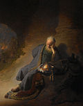 Jeremia treurend over de verwoesting van Jeruzalem, Rembrandt