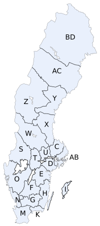 Адміністрацыйная карта Швецыі