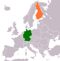 Map indicating locations of Germany and Finland