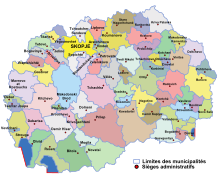 Carte des communes de Macédoine du Nord