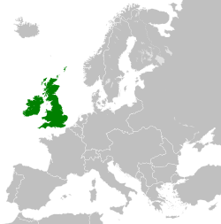 1914'te Birleşik Krallık'ı gösteren Avrupa haritası