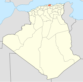 Harta provinciei Tizi Ouzou în cadrul Algeriei