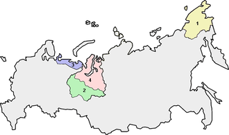 Mapa dos distritos autónomos da Rússia