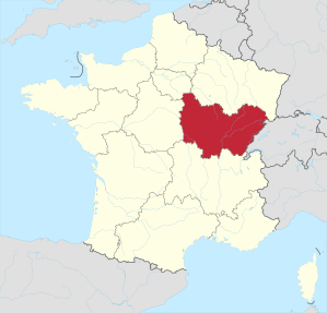 Lage der Region Bourgogne-Franche-Comté in Frankreich
