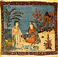 Carpet depicting Layla, Majnun, a camel and other animals