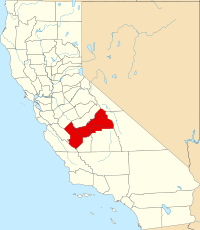 Kort over California med Fresno County markeret