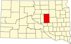 Karte von Hand County innerhalb von South Dakota