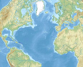 HMS Gladiolus (K34). Карта розташування: Північна Атлантика