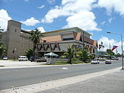 WCTC Shopping Center in Koror, Palau with Flag of Palau and ROC flags at this street.