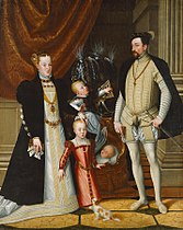 Holy Roman Emperor Maximilian II. of Austria and his wife Infanta Maria of Spain with their children, c. 1563, Ambras Castle
