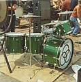 Five-piece Ludwig drum set, in Green Sparkle, as used by John Bonham of Led Zeppelin.