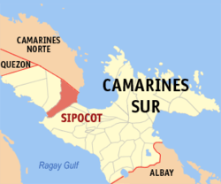Mapa de Camarines Sur con Sipocot resaltado