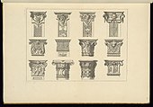 Ilustrações de capiteis de pilastras barrocas da França, no Cooper Hewitt, Smithsonian Design Museum