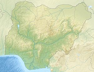 Enugu indicated in a map of Nigeria