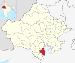 Location of Pratapgarh district in Rajasthan