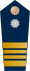 Blue epaulette with a silver button and big, small, small, big golden stripe