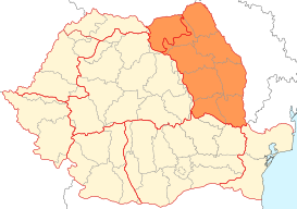 Mapa con la ubicación del Moldavia en Rumania.