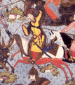Török akindzsi ábrázolása a Szüelejmanname-ból, az 1500-as évekből.