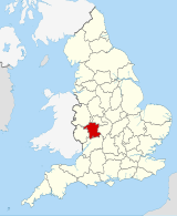 Location of Worcestershire within England