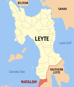 Mapa ning Leyte ampong Matalom ilage