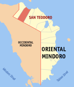 Mapa ning Aslagang Mindoru ampong San Teodoro ilage