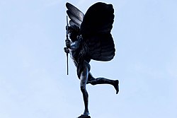 Statue of Anteros, Greek god of requited love, on Piccadilly Circus in London