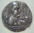 Silver drachm of Khingila (mature portrait), Bactrian legend: χιγγιλο αλχοννο "Khiggilo Alchono".[Note 7]