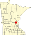 State map highlighting Isanti County