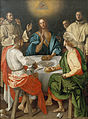 1525年にヤコポ・ダ・ポントルモの描いたエマオの晩餐。キリストの上にプロビデンスの目が描かれている。