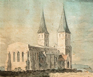 18th-century watercolour of St Mary's Church