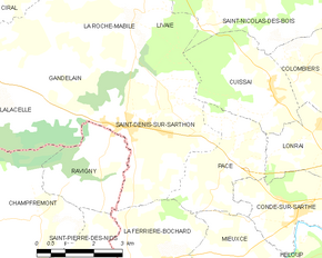 Poziția localității Saint-Denis-sur-Sarthon