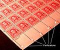 Image 21Rows of perforations in a sheet of 1940 postage stamps (from Postage stamp)