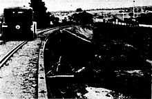 Historical photograph of the Clackline railway bridge after flooding