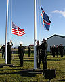 Image 9The flag of Iceland being raised and the flag of the United States being lowered as the U.S. hands over the Keflavík Air Base to the Government of Iceland. (from History of Iceland)