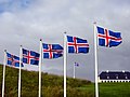 Национальные флаги Исландии на острове Видей