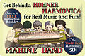 ホーナー社のハーモニカ「マリンバンド」の米国での広告。価格は50セントだった。