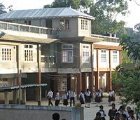 A school campus in Mizoram, which has one of the highest literacy rates in India. Mizoram became a state on 20 February 1987.