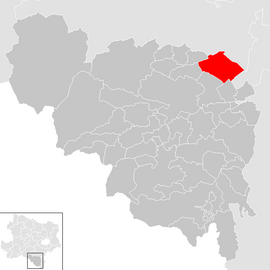 Poloha obce St. Egyden am Steinfeld v okrese Neunkirchen (klikacia mapa)