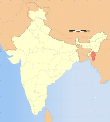 Map of India with the location of ಮಿಝೋರಂ highlighted.